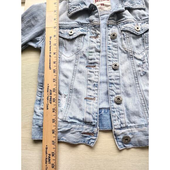 JEAN JACKET-MUDD-Distressed-Light Blue-Buttons-Short-X-SMALL - Picture 11 of 13